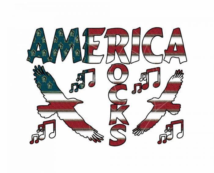 America Rocks With Eagles & Musical Notes PNG Free Download