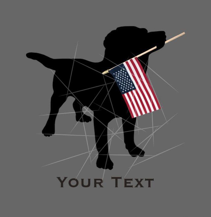 Black Lab Dog holding USA Flag -  4th of July PNG Free Download