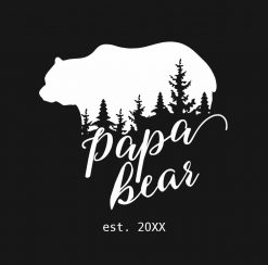 Black and White Woodland Papa Bear Personalized PNG Free Download