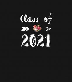 Class Of 2021 Cute Senior Graduation Floral Arrow PNG Free Download