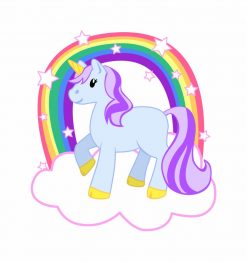 Cute Magical Unicorn with rainbow (Customizable!) PNG Free Download