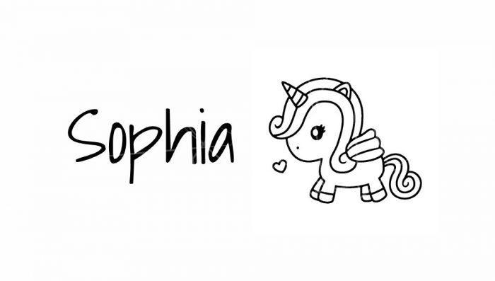 Cute Unicorn with Wings -  Girls Personalized Name Self-inking Stamp PNG Free Download