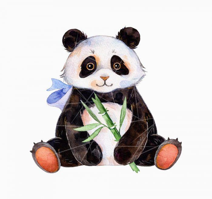 Cute Watercolor Panda Bear PNG Free Download