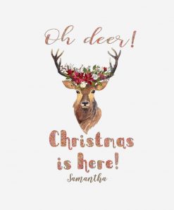 Deer Head Poinsettia Oh Deer Christmas is here PNG Free Download