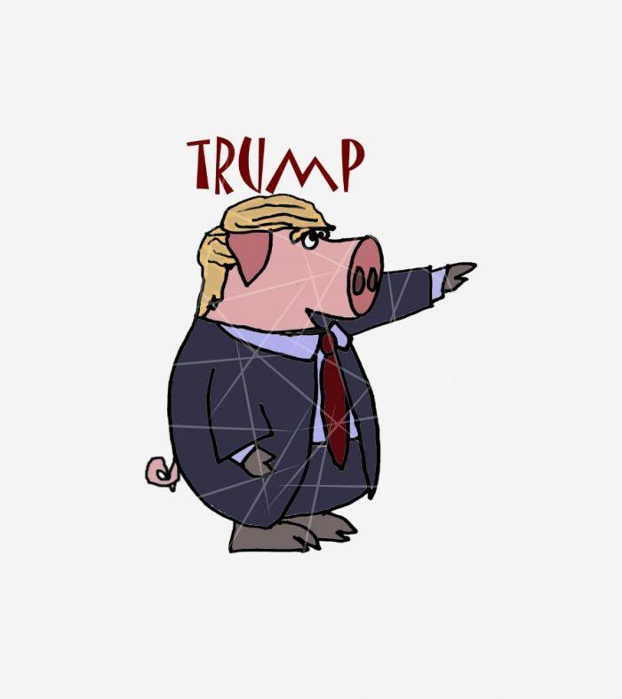 Funny Donald Trump Pig Political Cartoon PNG Free Download