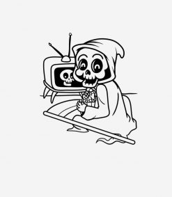 Funny Grim Reaper Watching TV  Men Women Kids PNG Free Download