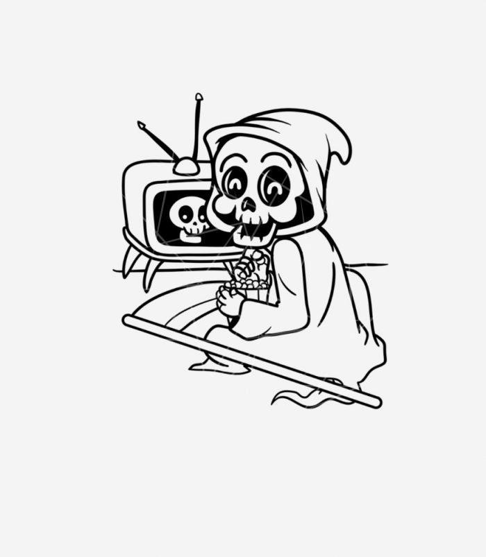 Funny Grim Reaper Watching TV  Men Women Kids PNG Free Download