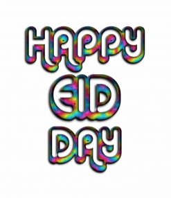 Happy Eid Day Greeting Rainbow Colors Typography PNG Free Download