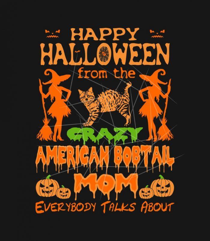 Happy Halloween From Crazy American Bobtail Mom PNG Free Download