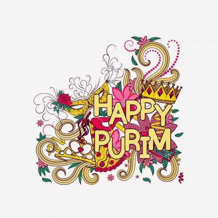 Happy Purim Colorful Womens Raglan PNG Free Download