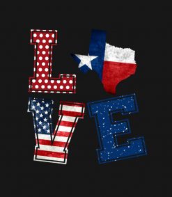 Love Texas Distressed Retro American Flag 4th July PNG Free Download