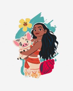 Moana Holding Pua Illustrated Graphic PNG Free Download