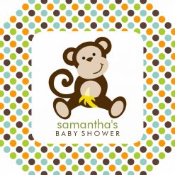 Monkey and Polka Dots Square PNG Free Download