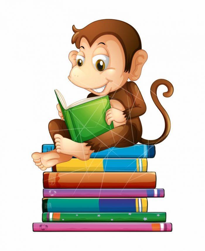 Monkey and books PNG Free Download