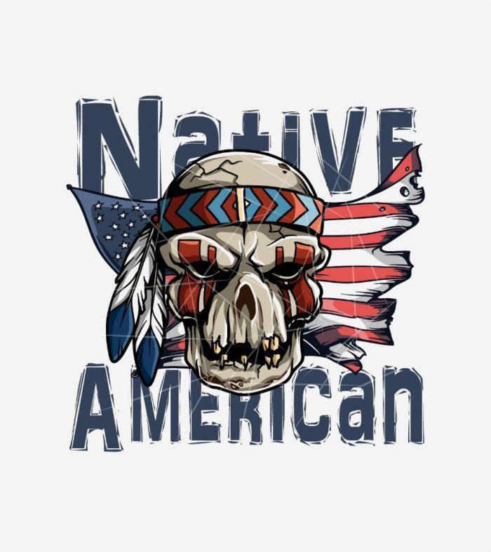 Native American Indian Warrior Skull USA Flag PNG Free Download