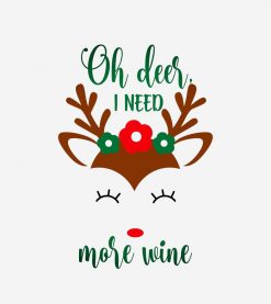 Oh Deer - I Need More Wine Chic Christmas Reindeer PNG Free Download