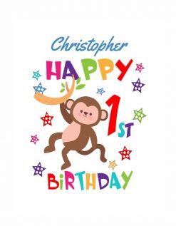 Personalized Cheeky Monkey 1st Birthday PNG Free Download