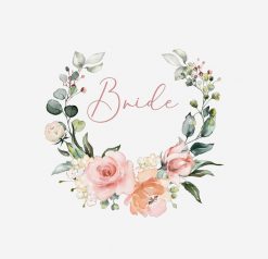 Pink Floral Bride Script Watercolor Wreath PNG Free Download