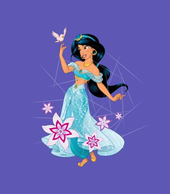 Princess Jasmine with Bird Floral PNG Free Download