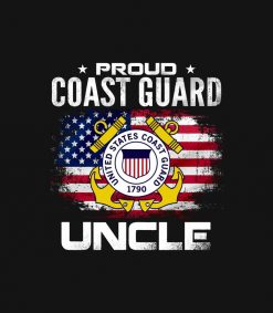 Proud Coast Guard Uncle With American Flag Gift PNG Free Download