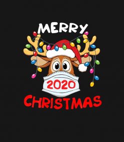 Reindeer In Mask  Funny Merry Christmas 2020 PNG Free Download