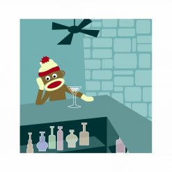 Sock Monkey Martini Bar Classic Round PNG Free Download