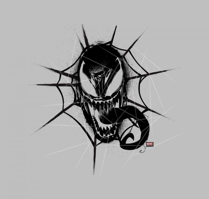 Spider-Man - Venom Head In Web Graphic PNG Free Download