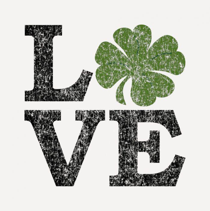 St Patricks Day LOVE with shamrock PNG Free Download