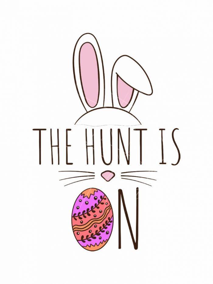 The Hunt Is On Easter Egg Hunt Cute Doodle Bunny Toddler PNG Free Download