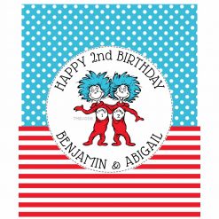 Thing 1 Thing 2 - Twins Birthday Classic Round Sticker PNG Free Download