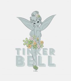 Tinker Bell Sketch With Jewel Flowers PNG Free Download