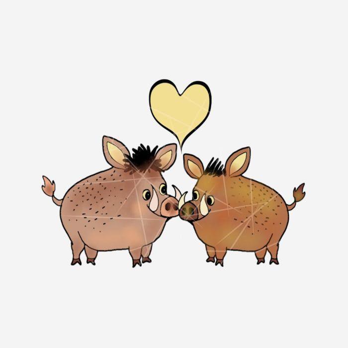 Wild boar pig love heart animal lover art PNG Free Download