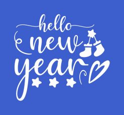 cute Hello New Years Day word art PNG Free Download