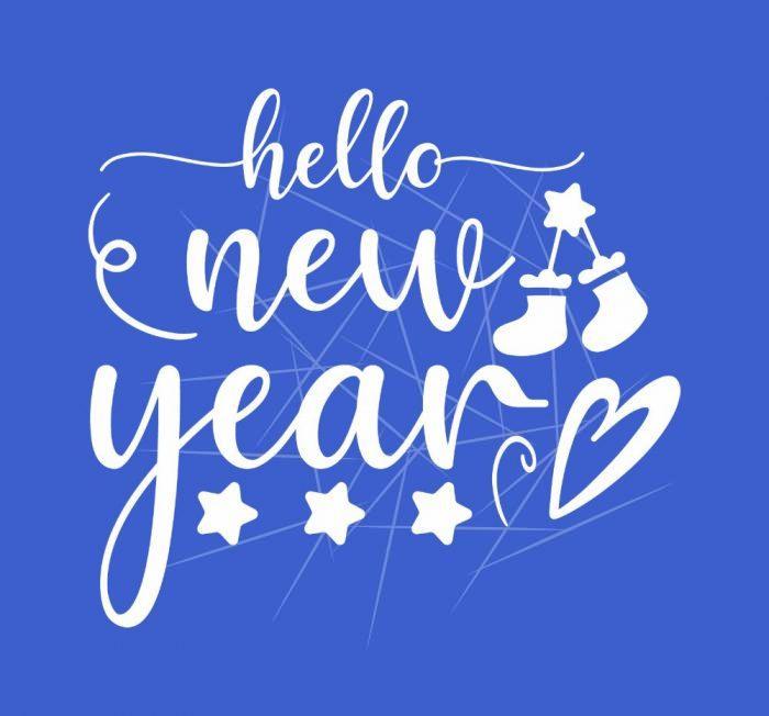 cute Hello New Years Day word art PNG Free Download