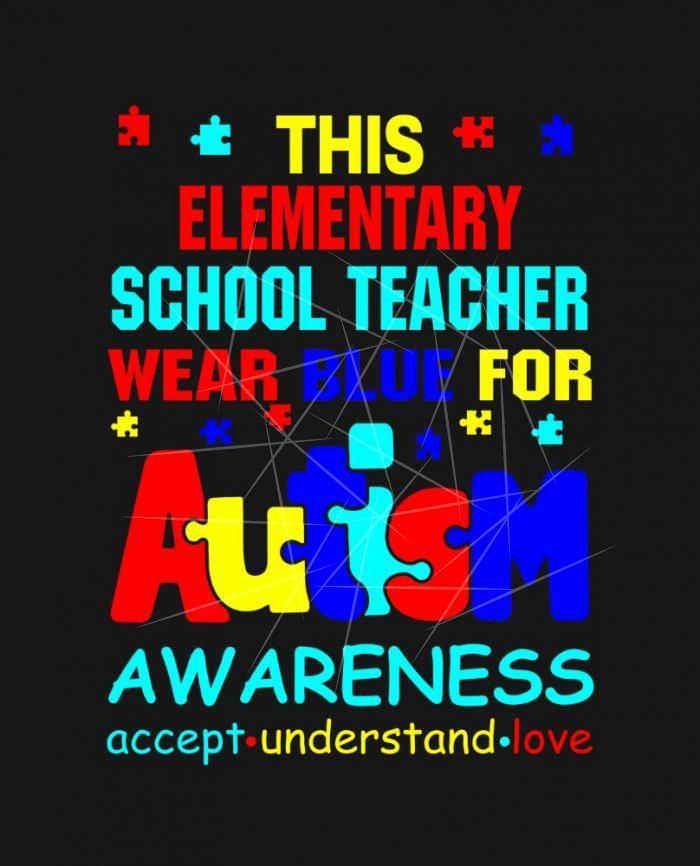 Elementary School Teacher Blue Autism Awareness PNG Free Download