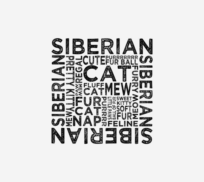 Siberian Cat Typography PNG Free Download