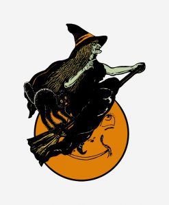 1920s Witch and Full Moon Shirt PNG Free Download