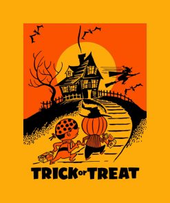 1950s Halloween Trick or Treat Haunted House PNG Free Download