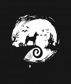 Basenji Halloween Costume Moon Silhouette Creepy PNG Free Download