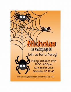 Black Spider Web Orange Hallowen Party Invite PNG Free Download