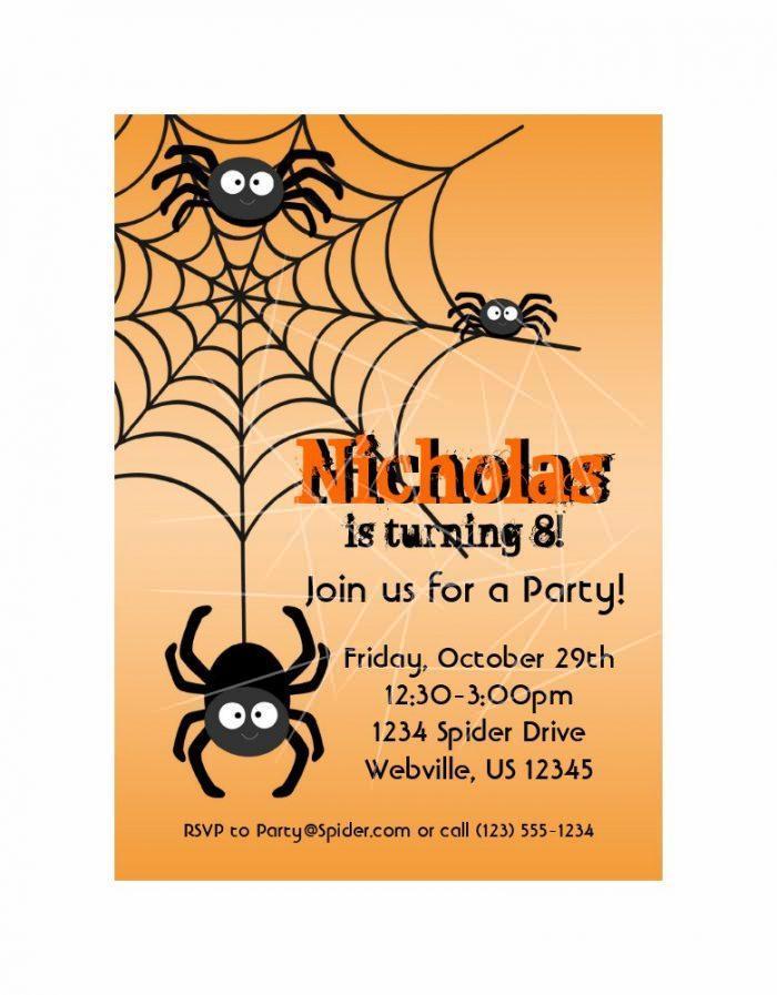 Black Spider Web Orange Hallowen Party Invite PNG Free Download