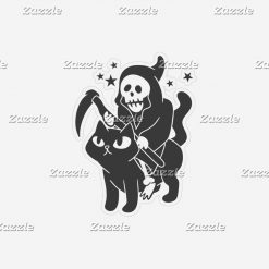 Grim reaper riding a cat - Choose background color PNG Free Download