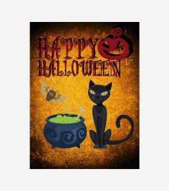 Happy Halloween Cat Bat and Cauldron PNG Free Download
