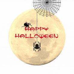 Happy Halloween Full Moon Spider Pin Button PNG Free Download