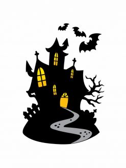 Haunted House with Bats PNG Free Download
