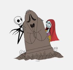 Jack and Sally Hiding Behind Tombstone PNG Free Download