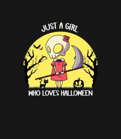 Just A Girl Who Loves Halloween Grim Reaper Girl PNG Free Download