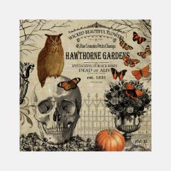 Modern vintage Halloween owl and skull PNG Free Download