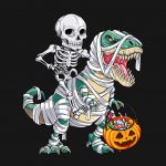Skeleton Riding Mummy Dinosaur T rex Halloween Kid PNG Free Download