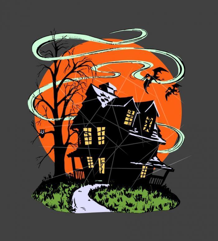 Vintage Halloween Haunted House PNG Free Download
